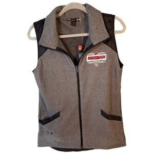 NWT Women’s Gray Black Under Armour Zip Vest‎ SM/P Cold Gear Loose BOZEMAN Logo